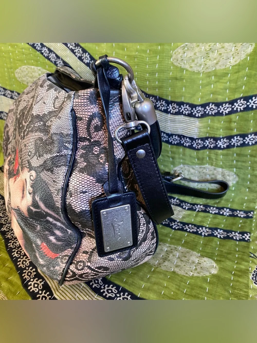 RARE Icon Los Angeles Alberto Vargas Printed Leather Slouchy Crossbody Purse